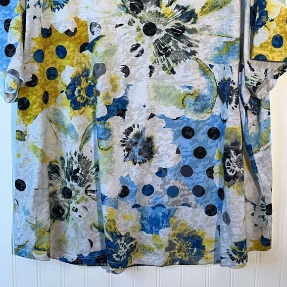 Allison Daley Pullover Top Women 3Xlarge Embellished Rhinestone Floral Short SLV - Picture 10 of 10